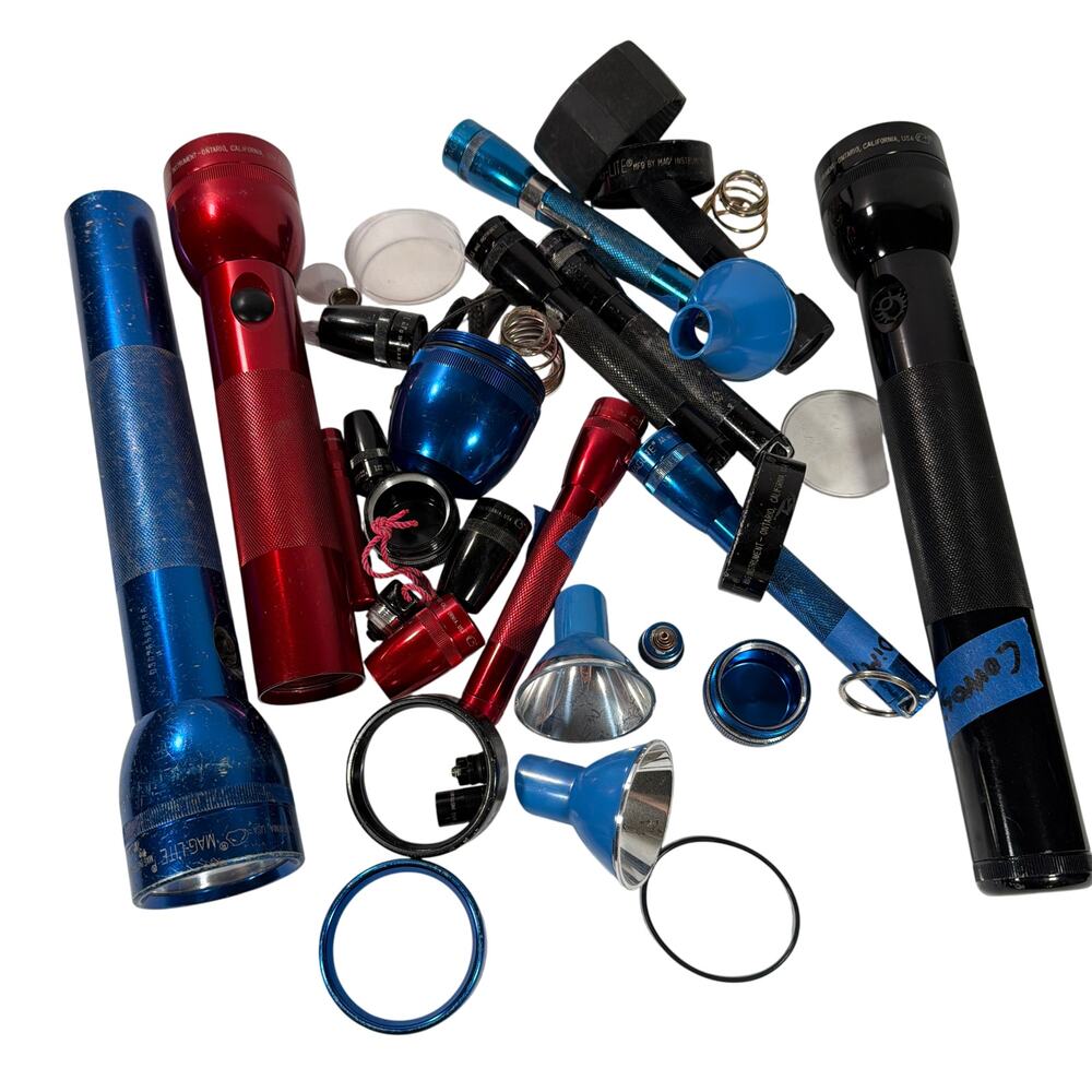 Assorted Maglite Flashlight Bodies and Components for Parts